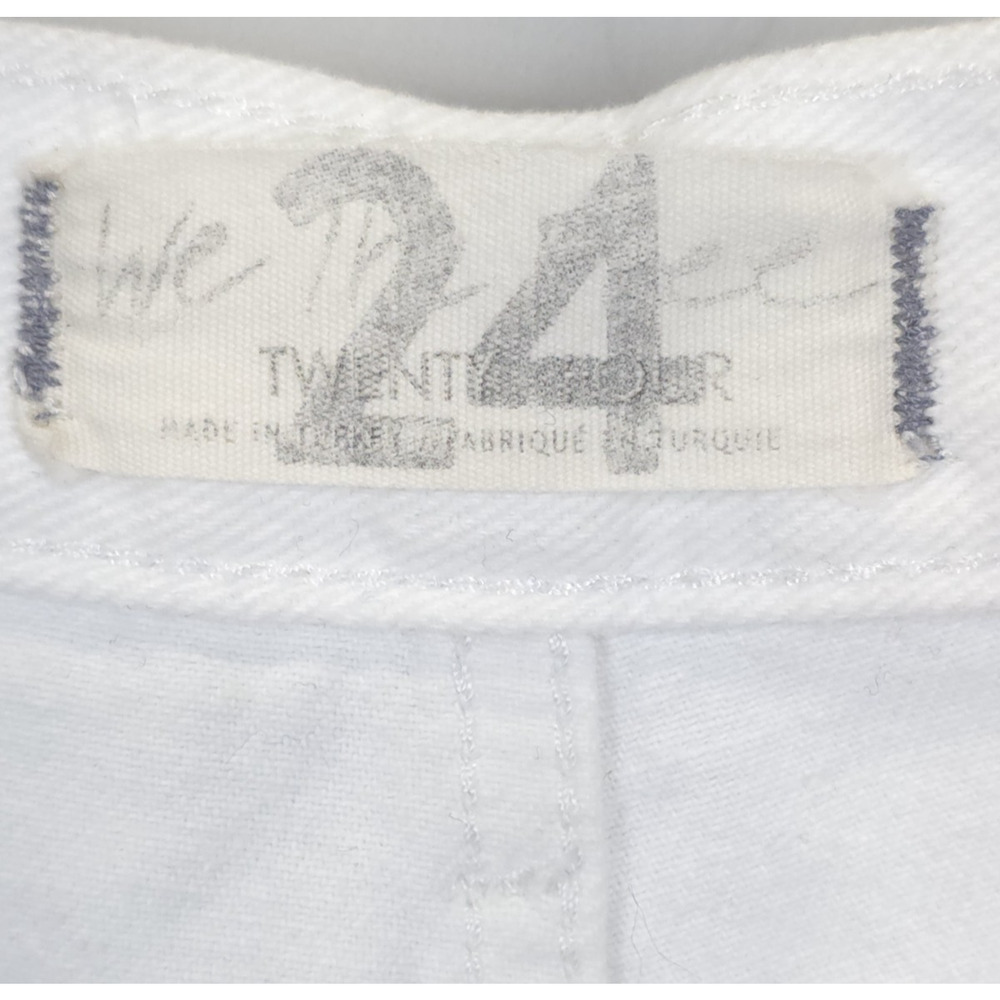 We The Free Button Fly Jean Shorts Ripped Frayed Mid Rise Women 24 White Denim - Picture 9 of 14